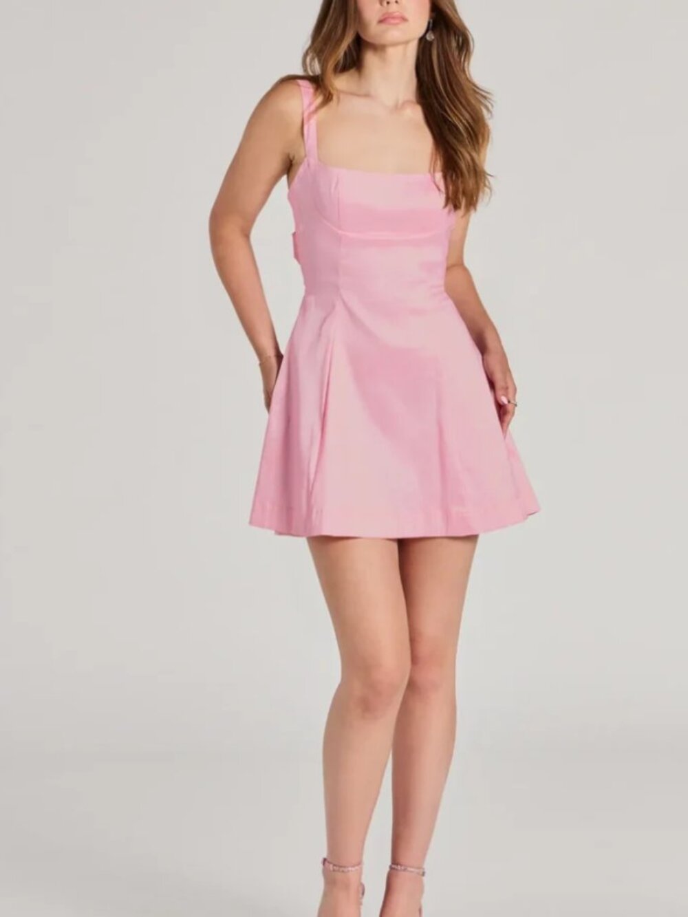 Windsor Fanciful Charm Tie-Back A-Line Taffeta Mini Dress Light Pink